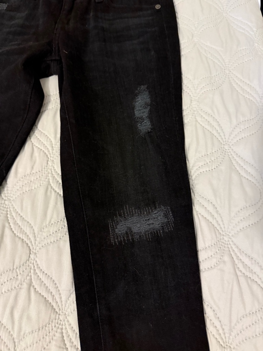 AG Adriano Goldschmied The Stilt Black Distressed Skinny Jeans‎ Size 25 - Picture 5 of 6